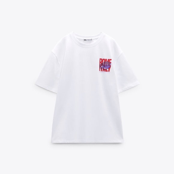 Zara limited edition white with slogan printed high quality cotton top - Picture 5 of 7
